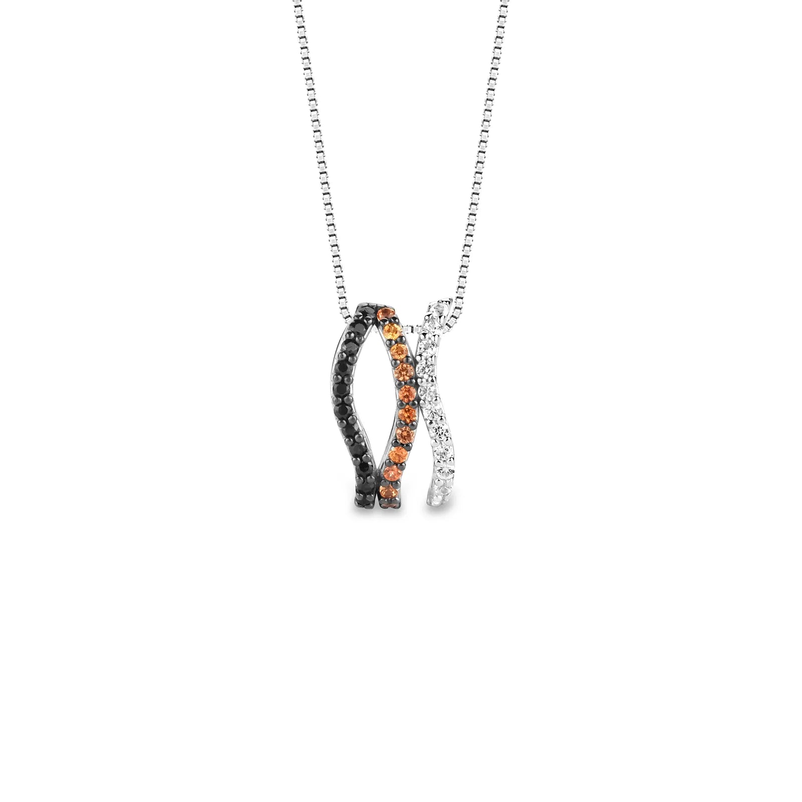 Palace Pendant in 925 Sterling Silver with Clear, Black, and Orange Sapphire